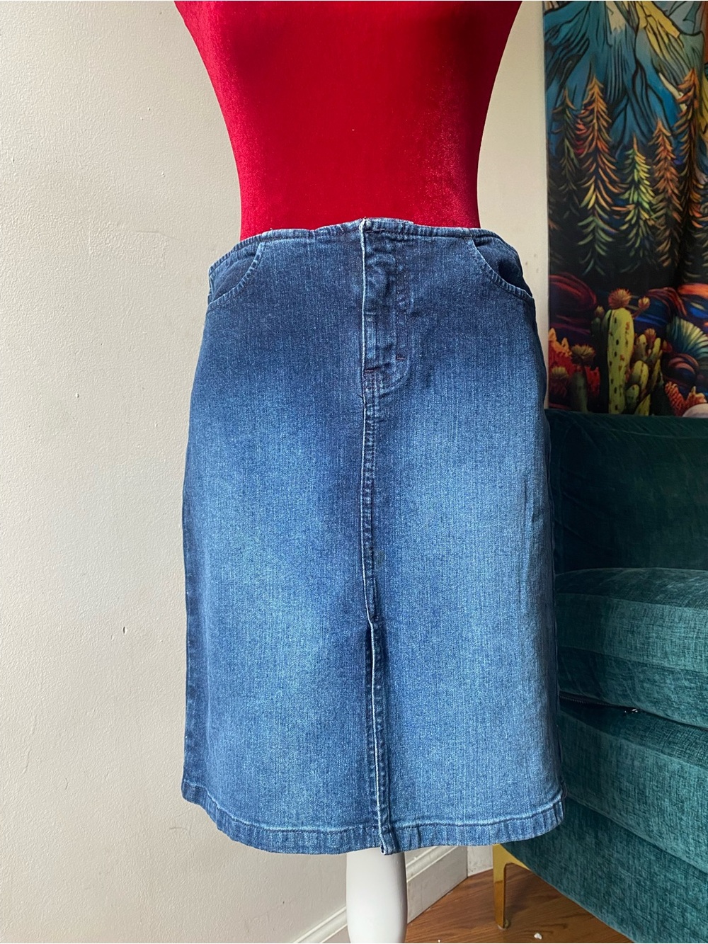 Tommy Hilfiger Blue Denim Midi Skirt